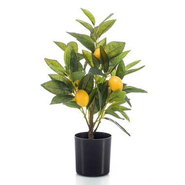 Emerald Kunstplant citrusfruit citroen boom in pot - 40 cm - geel product