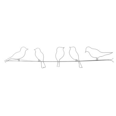 Art for the Home - Metal Art - Vogels op draad zilver - 60x12,5cm product