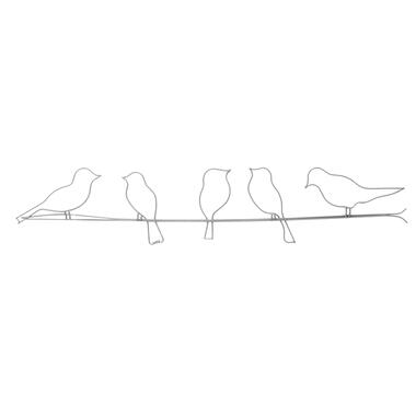 Art for the Home - Metal Art - Vogeltjes op draad zilver - 60x12,5cm product