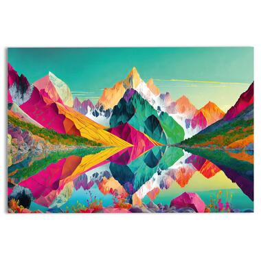 Glasschilderij Bright Mountains - 78x116cm - Bont product