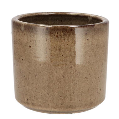 DK Design Bloempot Brown Glaze - taupe - D15 x H17 cm - glanzend product