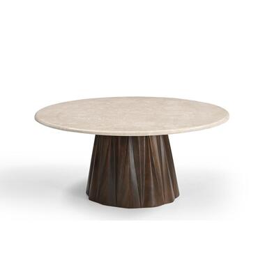 Salontafel Rond 75cm - Marmer/Mangohout - Faiza