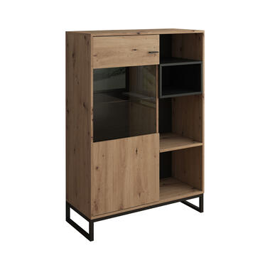 Meubella Vitrinekast Ozzy - Eiken - Zwart - 90 cm product