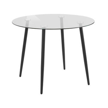 Danny - Ronde eettafel Ø100 cm 4 personen metaal/transparant glas