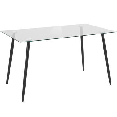 Danny - 140x80 cm 6-persoons eettafel metaal / helder glas product