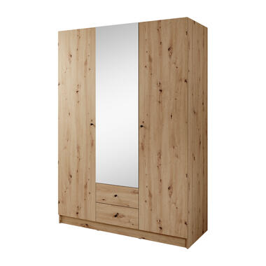 Meubella Kledingkast Guido - Eiken - 150 cm - Met spiegel product