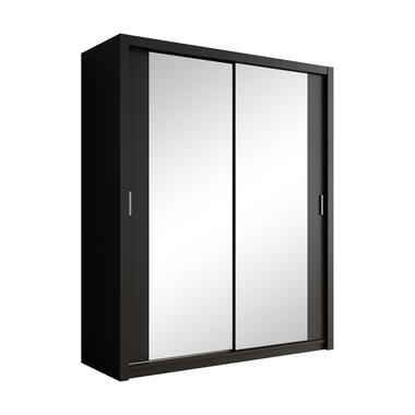 Meubella Kledingkast Blake - Mat zwart - 180 cm - Met spiegel product