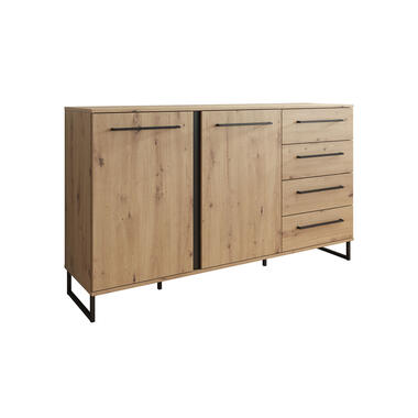 Meubella Dressoir Saturn - Eiken - Zwart - 159 cm product