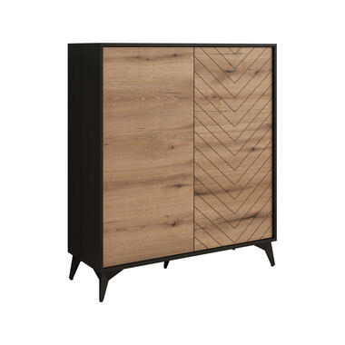 Meubella Dressoir Dolores - Eiken - Zwart - 104 cm - Hoog product