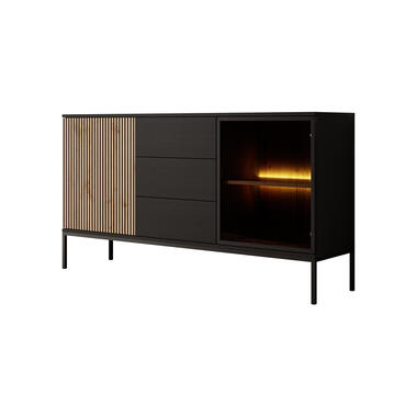 Meubella Dressoir Legend - Mat zwart - Eiken - 154 cm met lades product