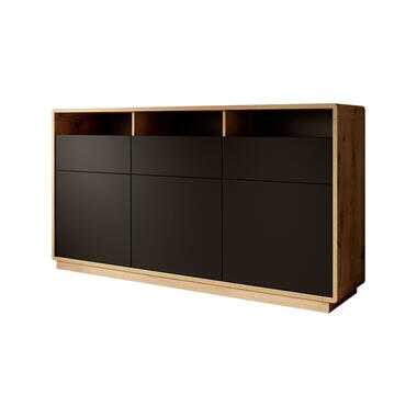 Meubella Dressoir Acuna - Mat zwart - Eiken - 180 cm product