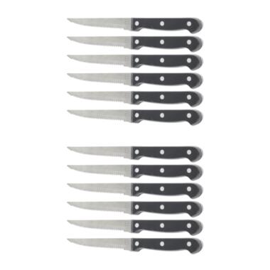 OTIX Steakmessen Set van 12 Stuks Zwart Vaatwasserbestendig 21x2x1,5cm Steakm... product