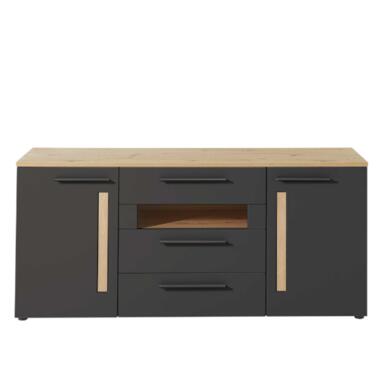 Emob Dressoir Lorna 2 deuren & 3 lades - antraciet/eik product