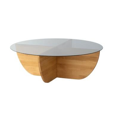 Arabic House Salontafel Rond 90cm - Glas/Naturel Dennenhout - Lily product