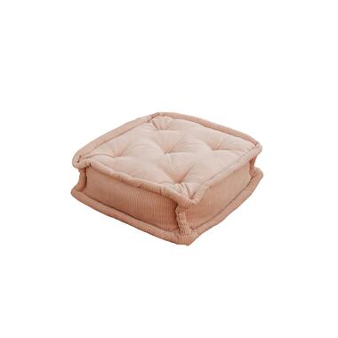 Arabic House Poef Vierkant - Velvet Ribstof Roze - 55x55x16cm - Biskuvi - Giga product