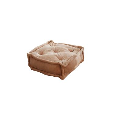 Arabic House Poef Vierkant - Velvet Ribstof Bruin - 55x55x16cm - Biskuvi - Giga product