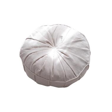 Arabic House Poef Rond - Ribstof Wit - Zitkussen - 60x60x20cm - Vintage - Giga product