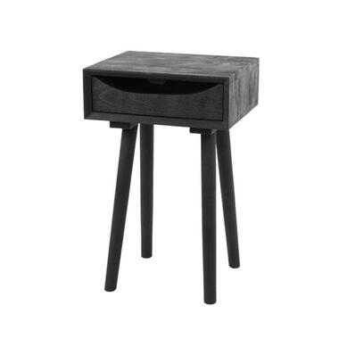 Hoyz Collection - Nachtkastje 1L Sleek Wood Inlay - Massief Acacia Zwart product