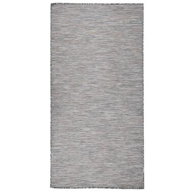 vidaXL Buitenkleed platgeweven 100x200 cm bruin en blauw product