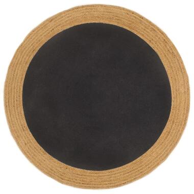 vidaXL Vloerkleed rond gevlochten 150 cm jute en katoen zwart naturel product