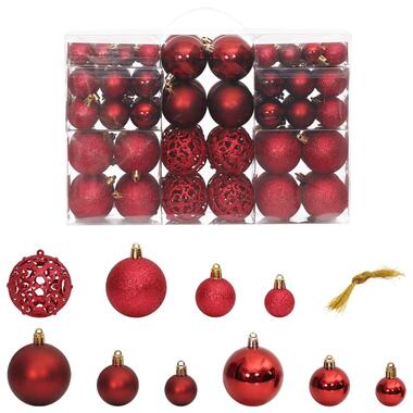 vidaXL Kerstballen 100 st 3/4/6 cm wijnrood product