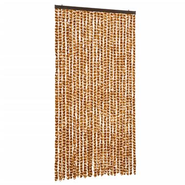 vidaXL Vliegengordijn 100x220 cm chenille oker en wit product