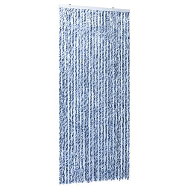 vidaXL Vliegengordijn 100x220 cm chenille blauw, wit en zilver product