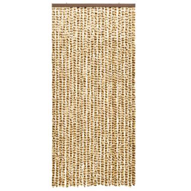 vidaXL Vliegengordijn 90x220 cm chenille beige en bruin product