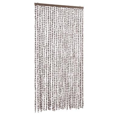 vidaXL Vliegengordijn 100x220 cm chenille taupe en wit product