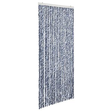 vidaXL Vliegengordijn 90x220 cm chenille blauw, wit en zilver product