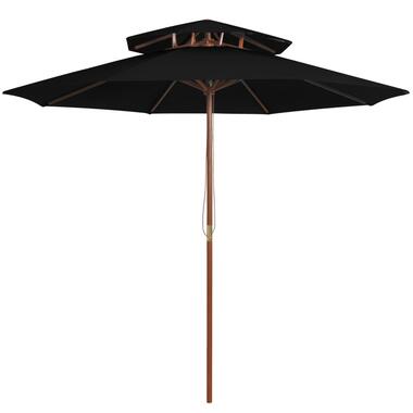 vidaXL Parasol dubbeldekker met houten paal 270 cm zwart product