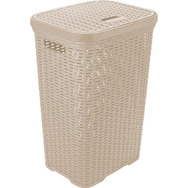 Hega Hogar Wasmand met deksel Rotan - beige - 60 Liter product