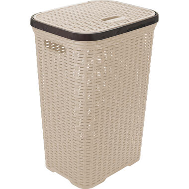 Hega Hogar Wasmand met deksel Rotan - beige - 60 Liter product