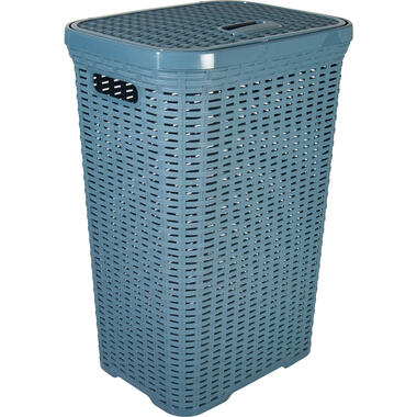 Hega Hogar Wasmand met deksel Rotan - denim blauw - 60 Liter product