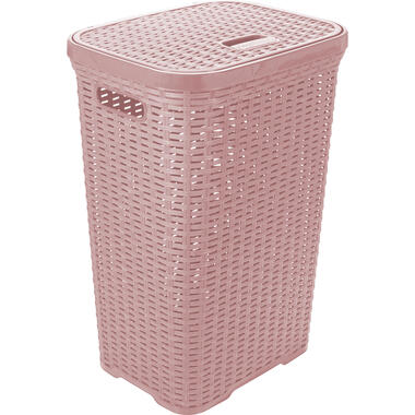 Hega Hogar Wasmand met deksel Rotan - roze - 60 Liter product