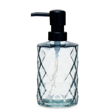 Berilo zeeppompje/dispenser Diamond - Misty transparant - glas - 18 cm product