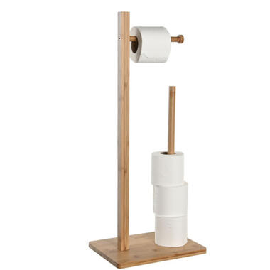 Items Wc/toiletrolhouder reservoir - lichtbruin - bamboe - H67 cm product