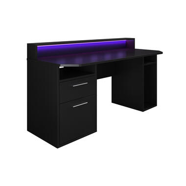 Meubella Bureau Tamara 3 - Zwart - 160 cm - Met LED product