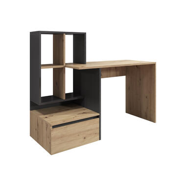 Meubella Bureau Pierre 2 - Eiken - Antraciet - 145 cm product