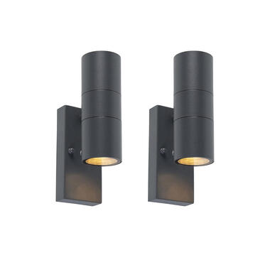 Qazqa buitenlampen met sensor duo grijs gu10 product