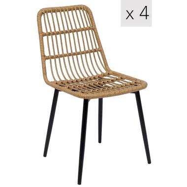 Set van 4 metalen en rotan tuinstoelen product