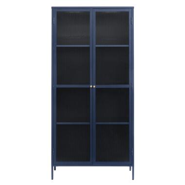 Nordic Home - Olan glazen vitrinekast - 190 cm - blauw product