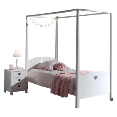 Vipack Hemelbed 90 x 200 cm en nachtkastje Amori-wit product