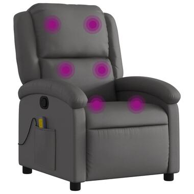 vidaXL Massagestoel echt leer grijs product