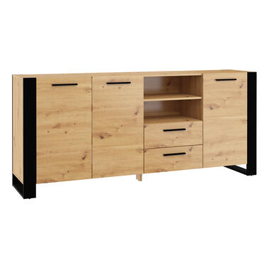 NUKA D dressoir 197 cm zwart artisan eiken product