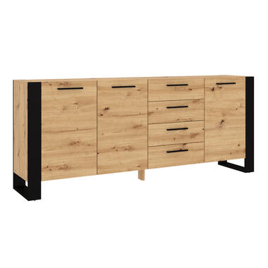 NUKA K dressoir 197 cm 4 lades zwart artisan eiken product