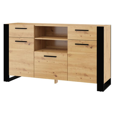 NUKA C dressoir 155 cm zwart artisan eiken product