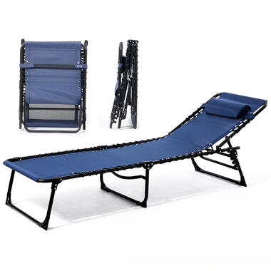 Goliving Ligbed - 5 Standen - Zonnebed - Strandbed - Ligstoel - Blauw product