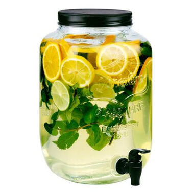 Drank/water/sap dispenser Beverages - 8 Liter - bewerkt deco glas product