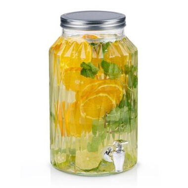 Drank/water/sap dispenser Beverages - 5.5 Liter - bewerkt deco glas product